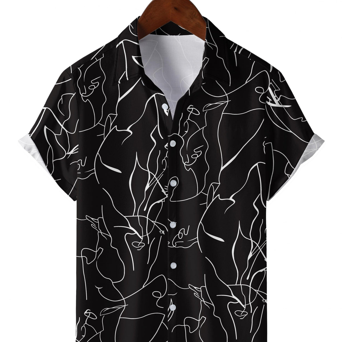 Men's Abstract Pattern Camp Collar Hawaiian Shirt