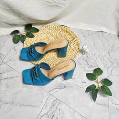 Women's Chain Decor Mule Sandals High Heels