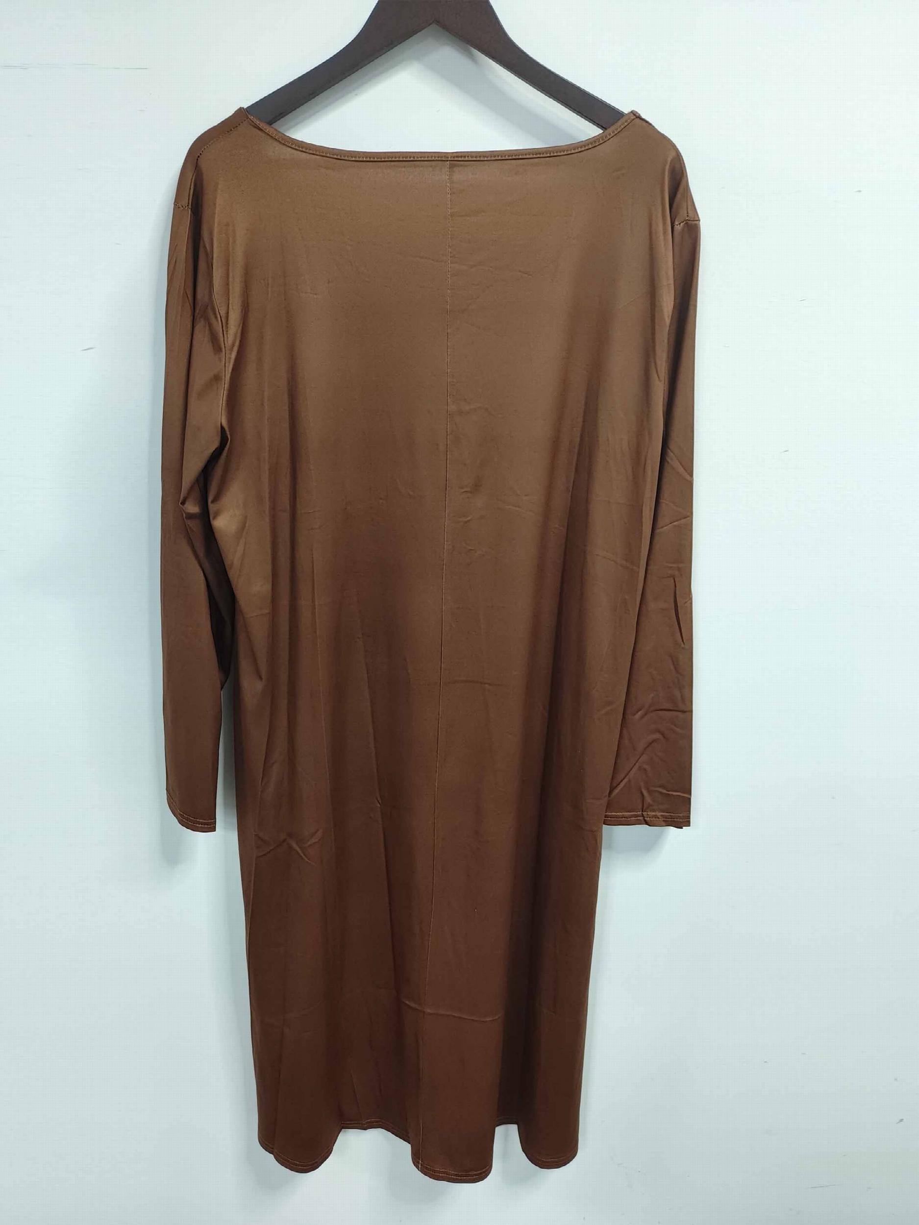  Reindeer Print Long Sleeve Round Neck Knee Length Dress