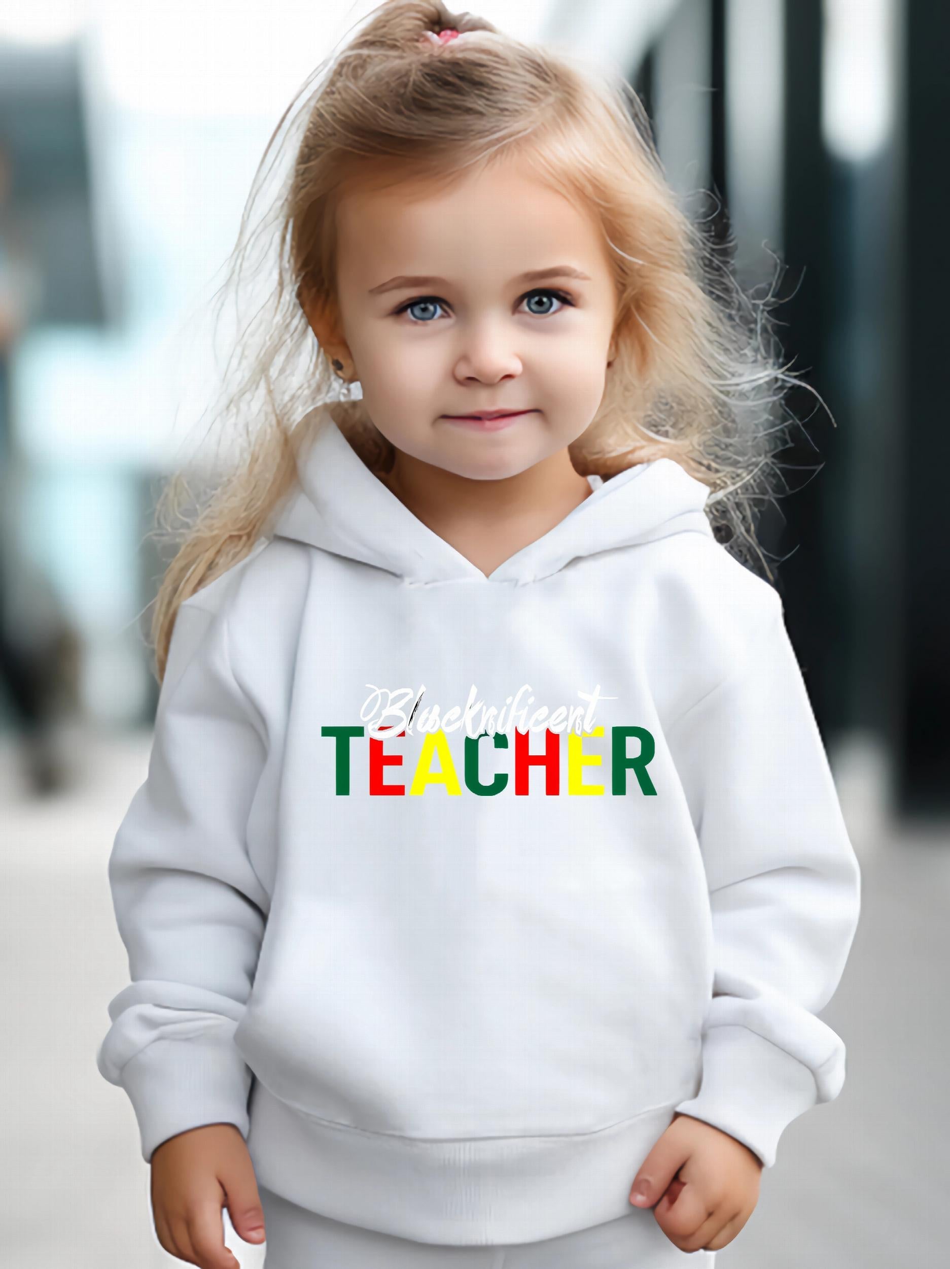 2pcs Colorful TEACHER Letter Hoodies Pants Set Spring Fall Sports Gift