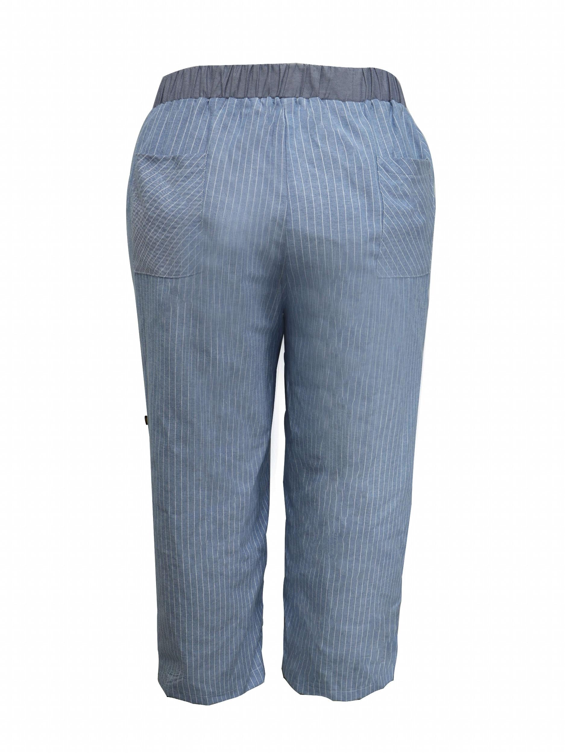  Stripe Print Wide Leg Pants with Pockets