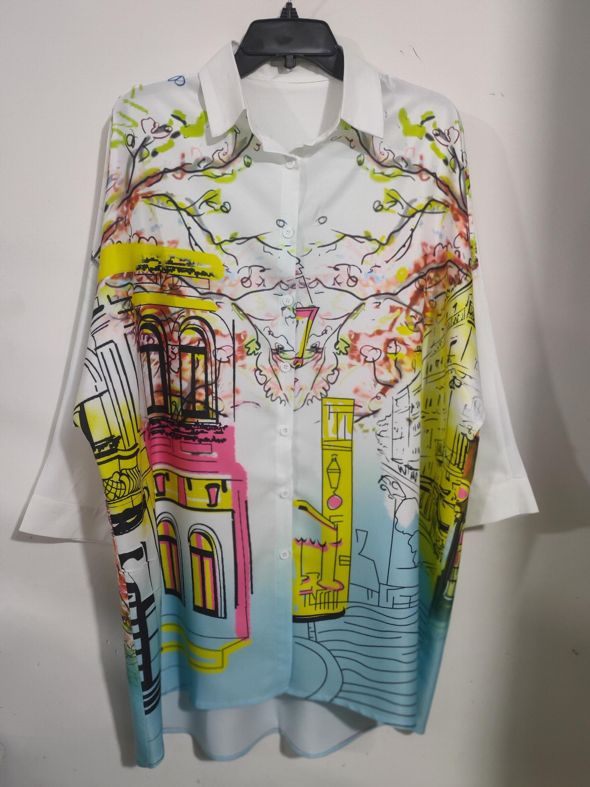  Boho Blouse Women's Plus Painting Print Bat Sleeve