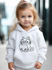 Kid's 2pcs Cat & Computer Print Outfit Hoodie & Pants Set