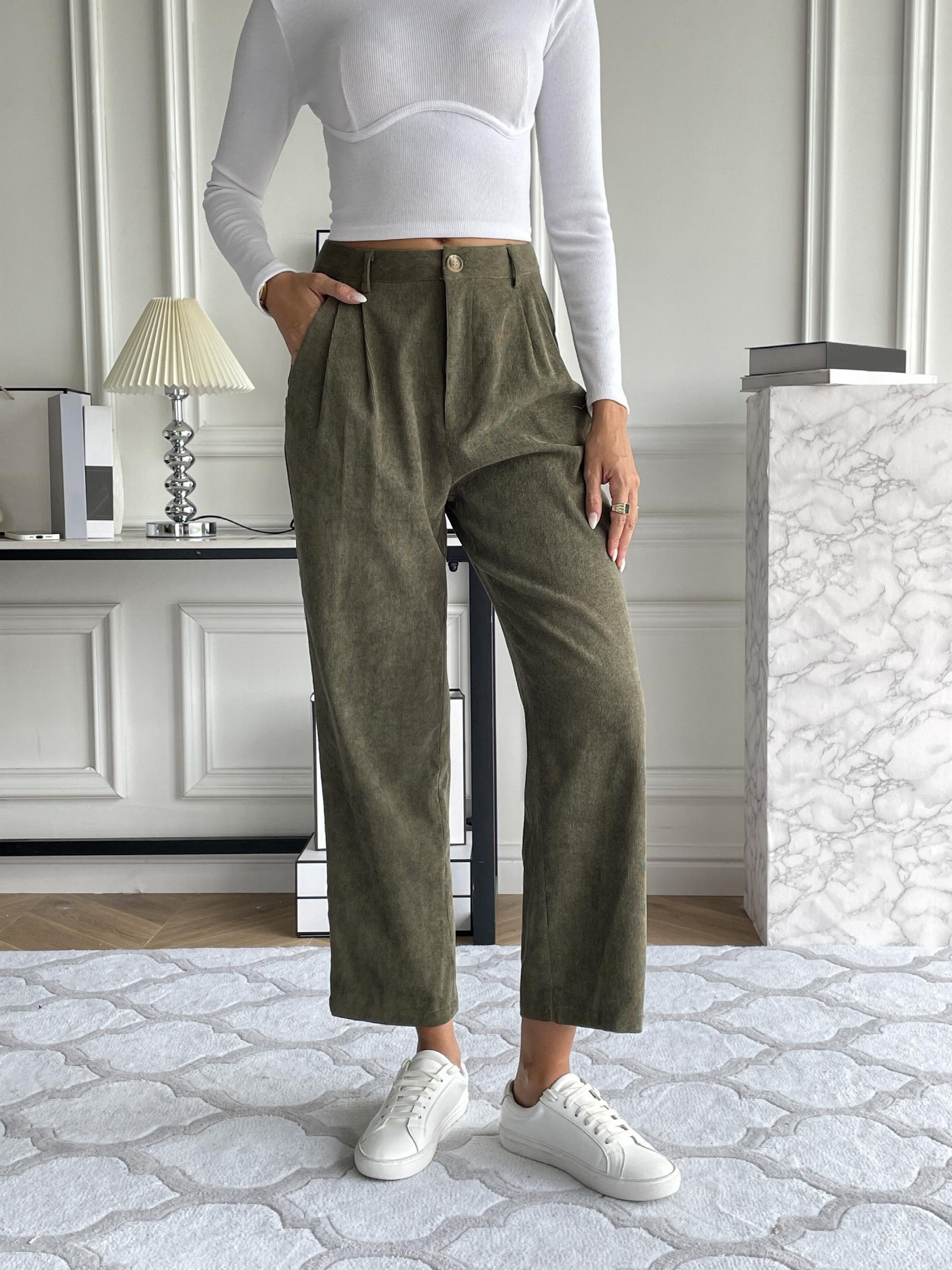  Corduroy High Rise Straight Leg Pants