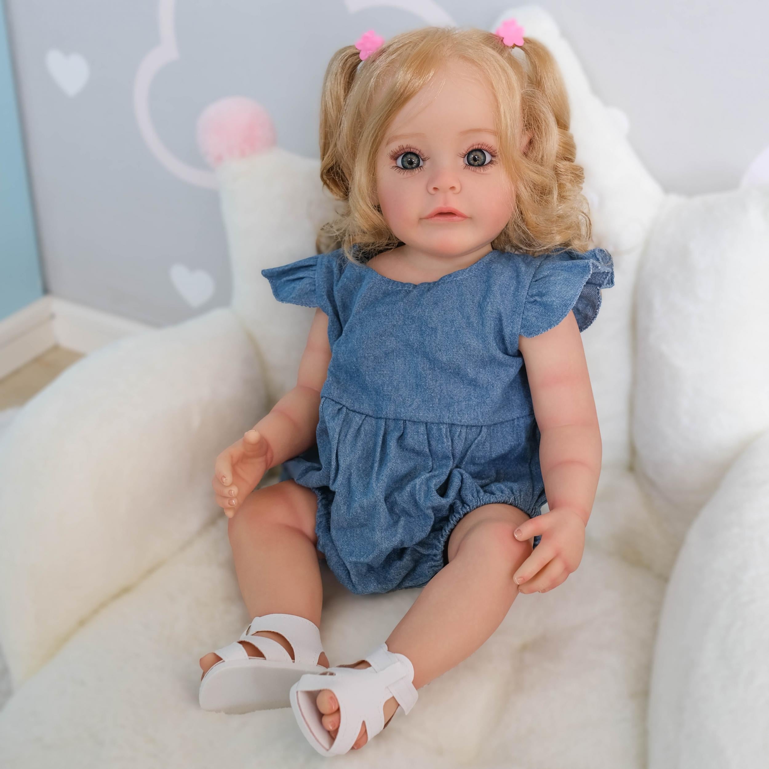 Suesue Reborn Doll Realistic Baby Full Hair Handcrafted 3D Painting Vinyl Dress