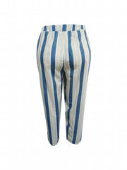  Striped Print Side Trousers With Pockets