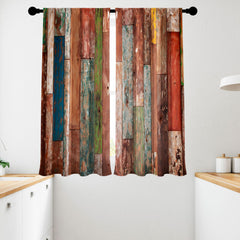 2pcs Colorful Wood Grain Art Window Curtains