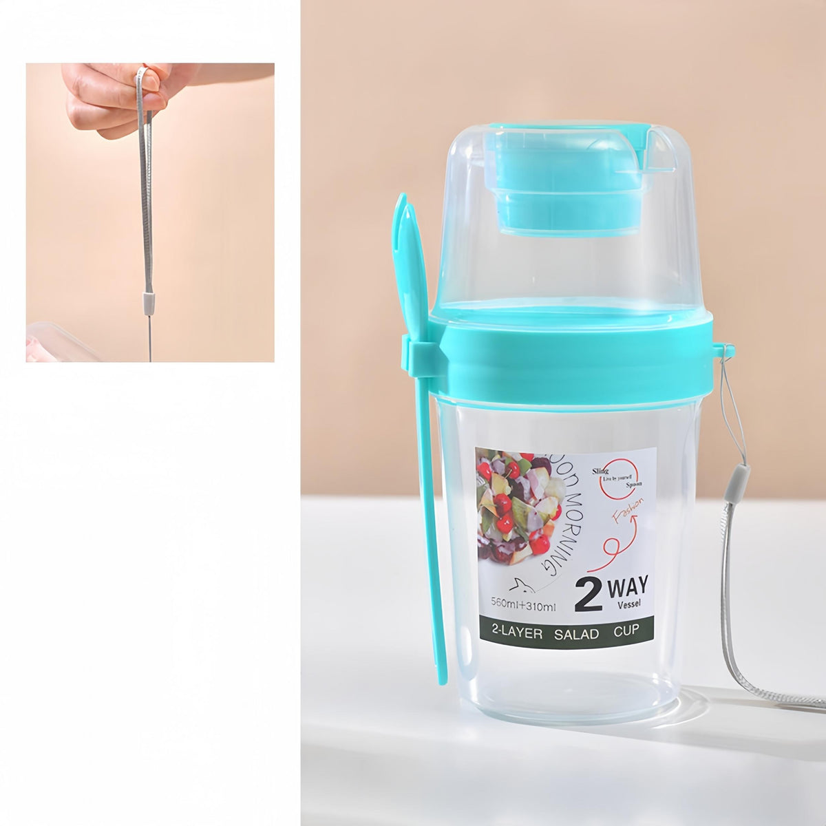 Plastic Salad Containers with Cutlery for Camping and Picnics