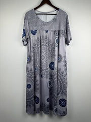  Casual Dress Women's Plus Random Print Contrast Lace Short Sleeve