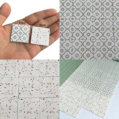 10pcs 1:12 Dollhouse Floor Tiles Geometric Patterns & Colorful Designs