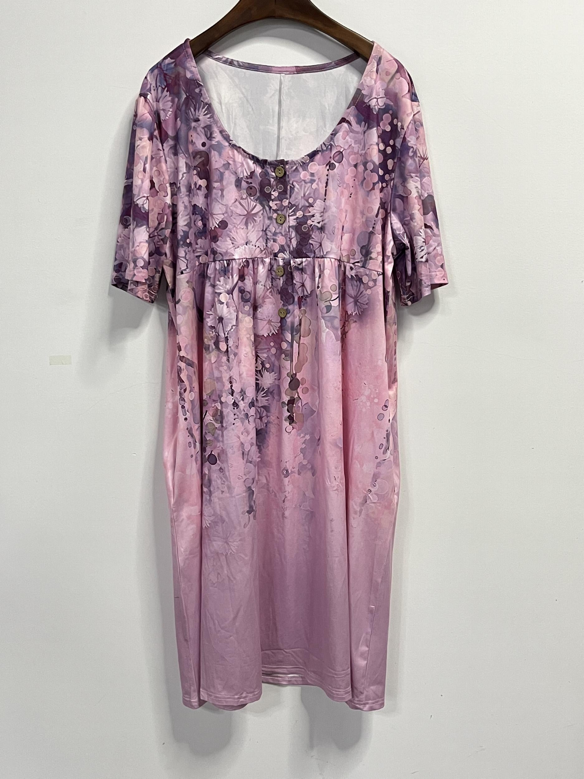  Floral Print Short Sleeve Dress