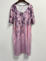  Floral Print Short Sleeve Dress