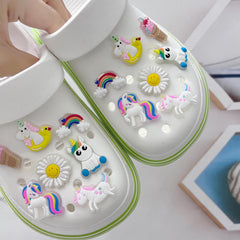 21pcs Luminous Rainbow & Unicorn Shoe Decoration Charms