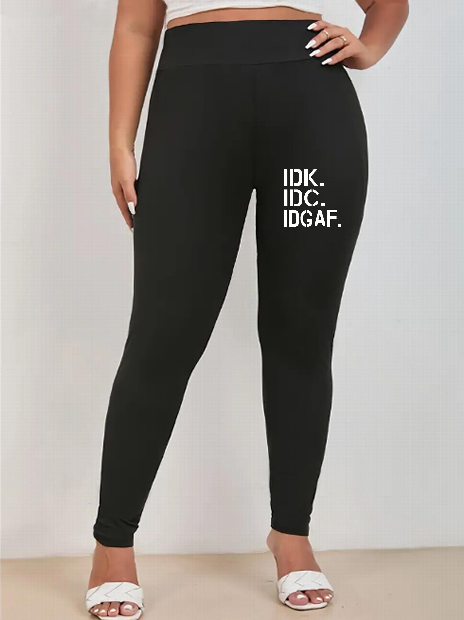 Women's Plus Letter Print High Rise Stretch Yoga Leggings