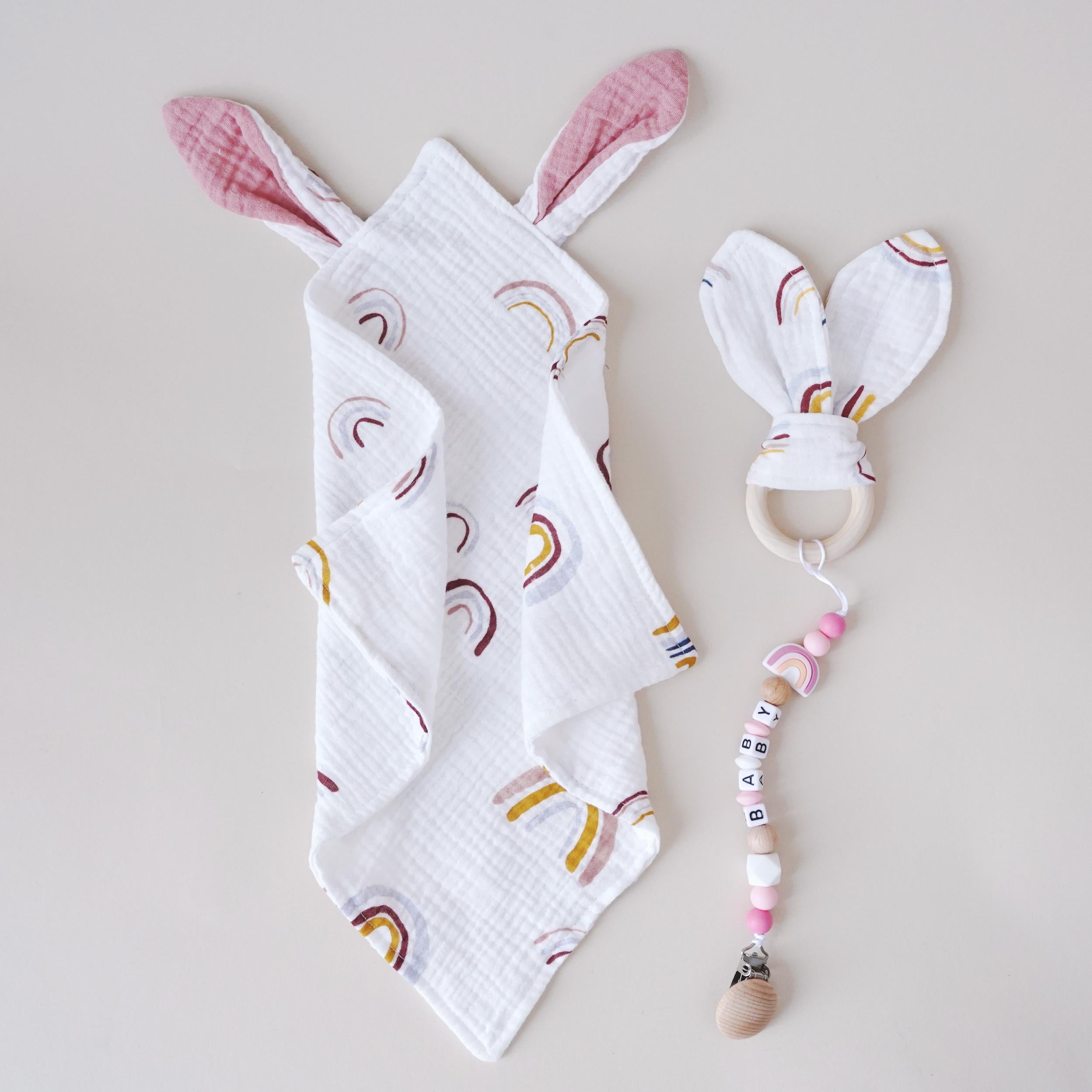 Soothing Towel Doll & Rabbit Ear Sleeping Companion Gift Set for Babies