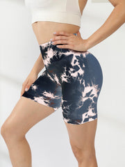 Tie Dye Yoga Workout Shorts High Waist Athletic Running Sports Shorts