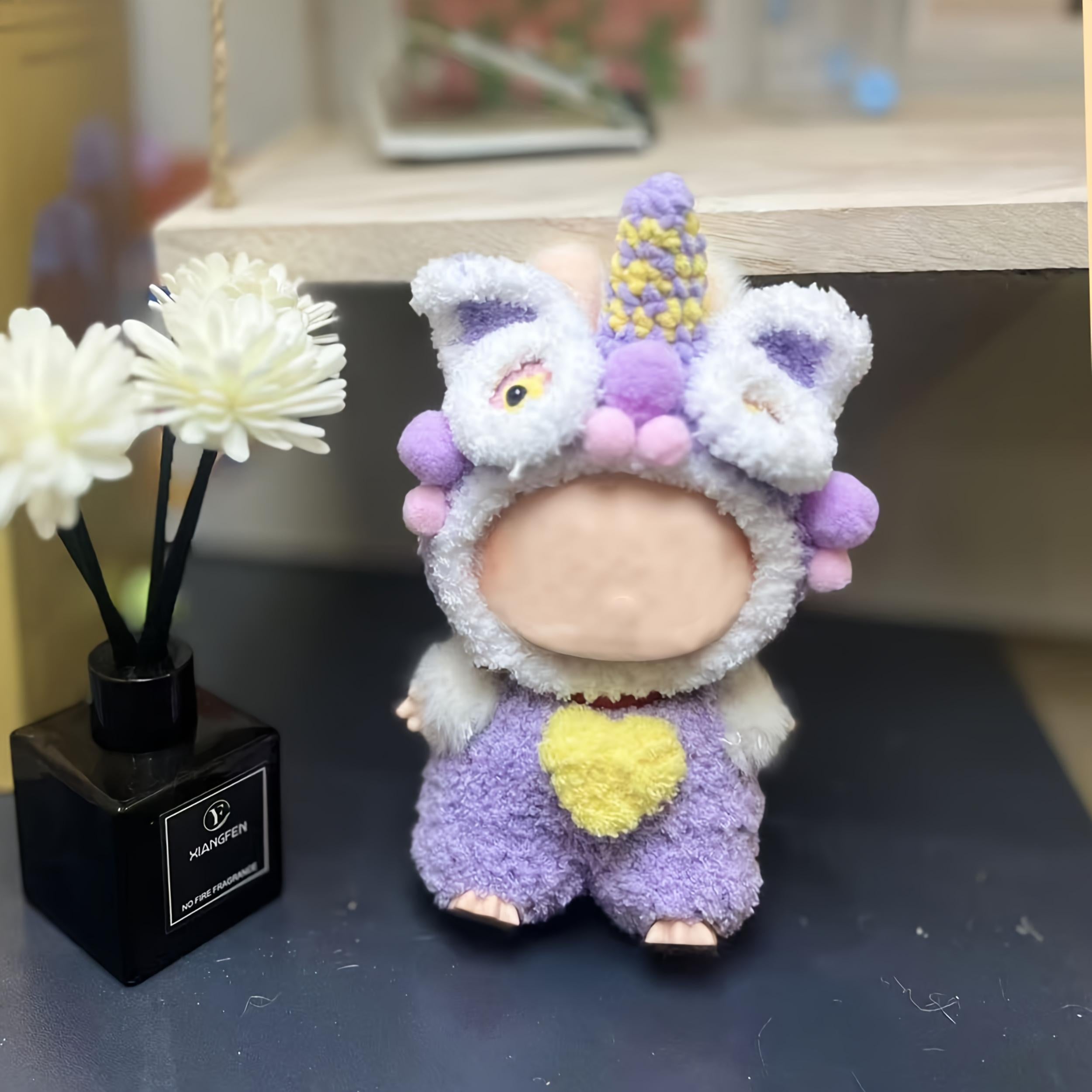 Handwoven Purple Lion Plush Clothes for 15-16cm Dolls