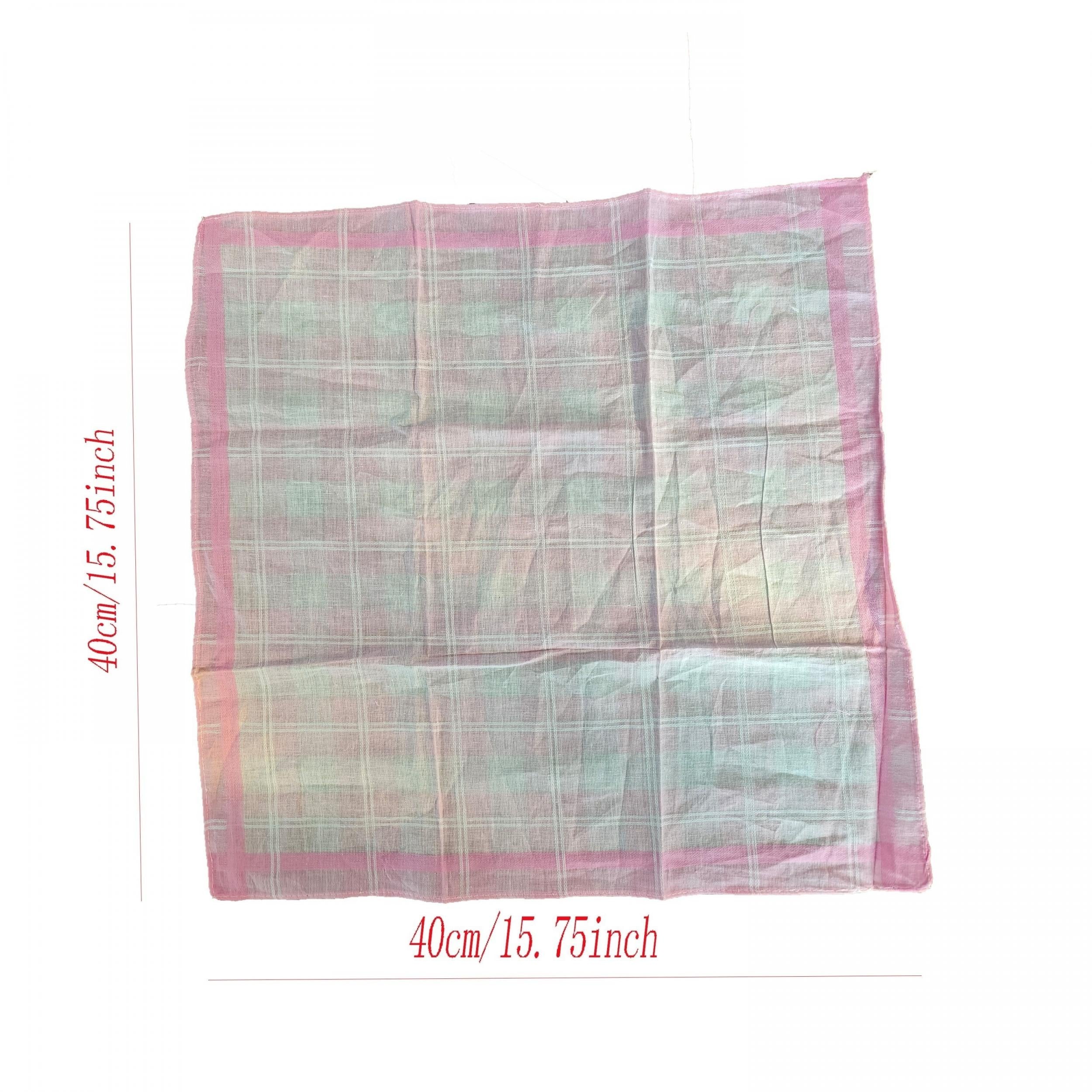12pcs Plaid Pattern Cotton Sweat Handkerchief Lightweight Square Scarf