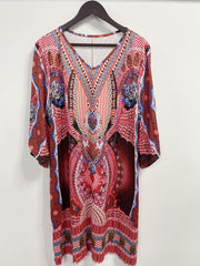  Boho Dress Women's Plus Floral Print Half Sleeve V Neck Dress