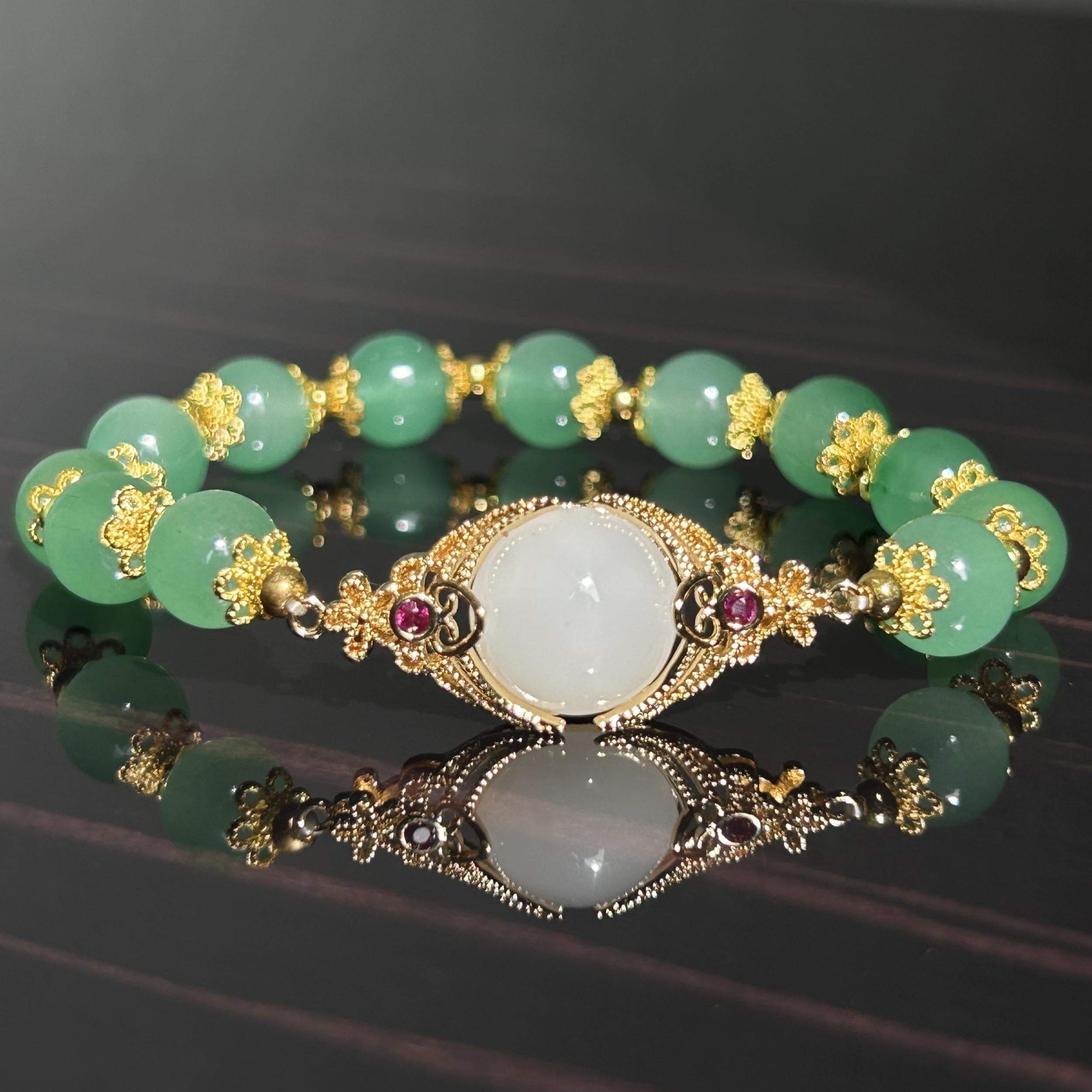 Stretchy Green Beaded Eye Of Providence Bracelet - Great Gift Idea