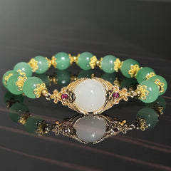 Stretchy Green Beaded Eye Of Providence Bracelet - Great Gift Idea