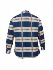  Plaid Print Button Up Long Sleeve Blouse