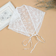 Floral Embroidery Triangle Scarf Lace Hollow Out Head Covering Bandana Neckerchi