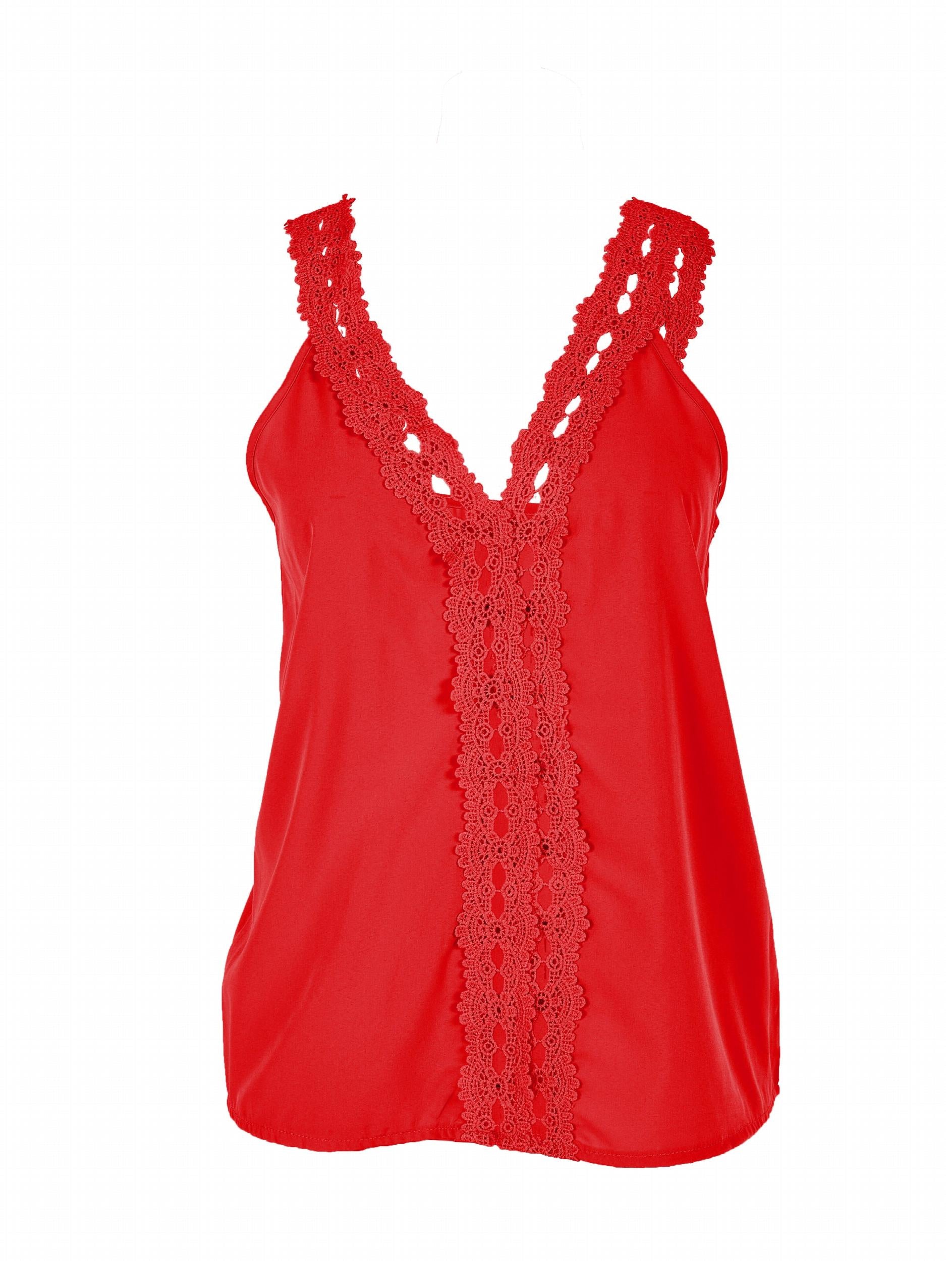 Lace Stitching V-Neck Tank Top for Summer
