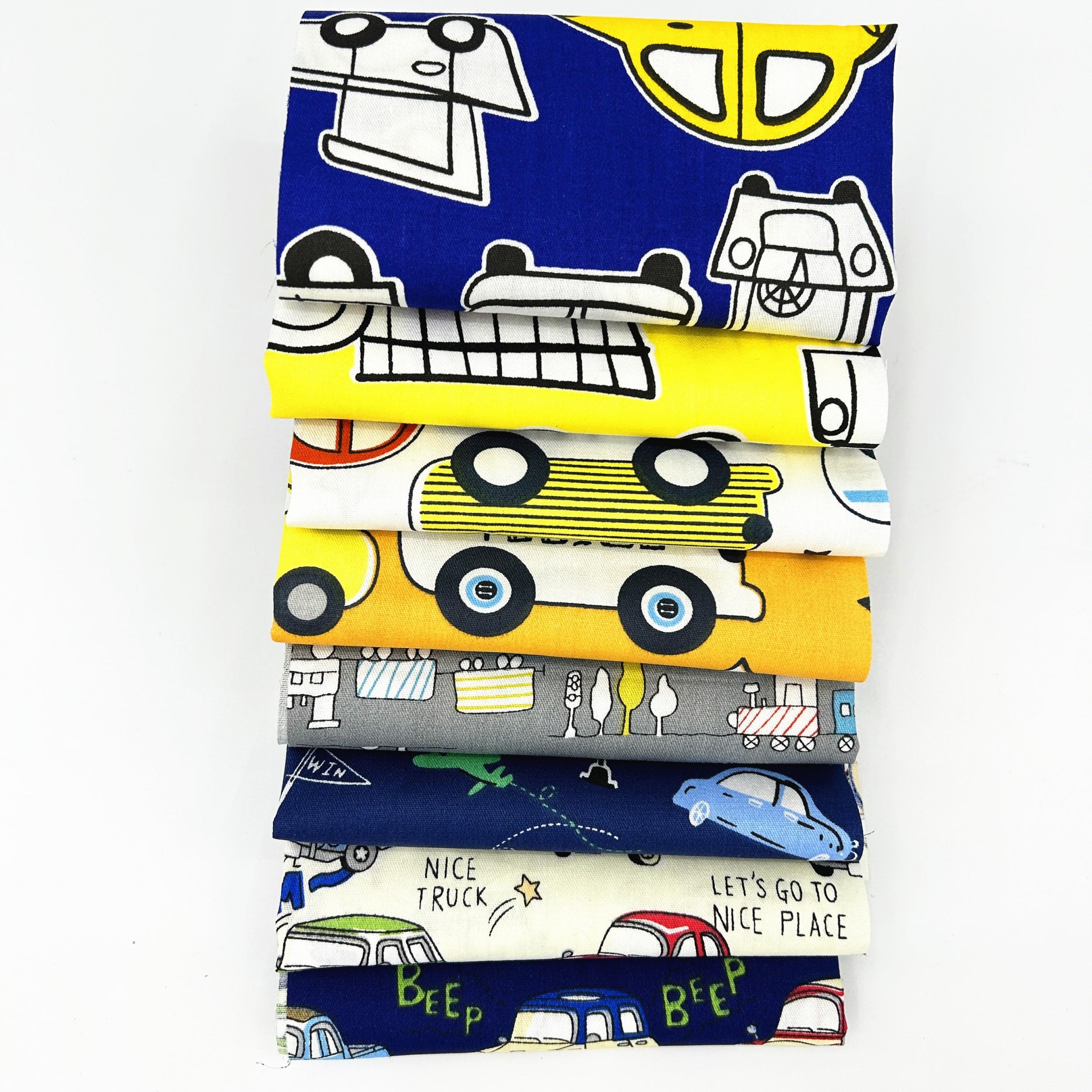 8pcs Car Cartoon Printed Fabric Sheets DIY Doll Patchwork