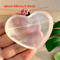 Selenite Heart Shaped Bowl Hand Carved Polished Crystal
