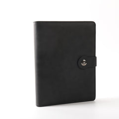Retro Loose leaf Metal Clip & Pen Holder Leather Business Notebook