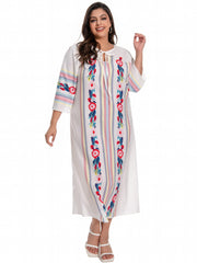 Floral Embroidered Cut Out Tie Front Abaya Dress