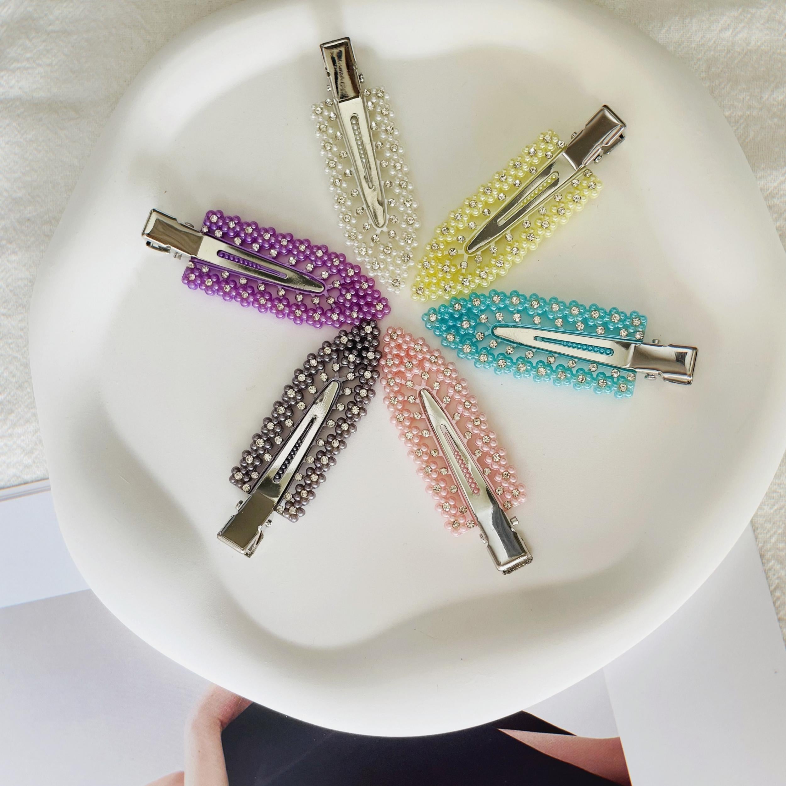 6pcs Faux Pearl Hair Clip Non Crease Duckbill Clip Hair Barrette