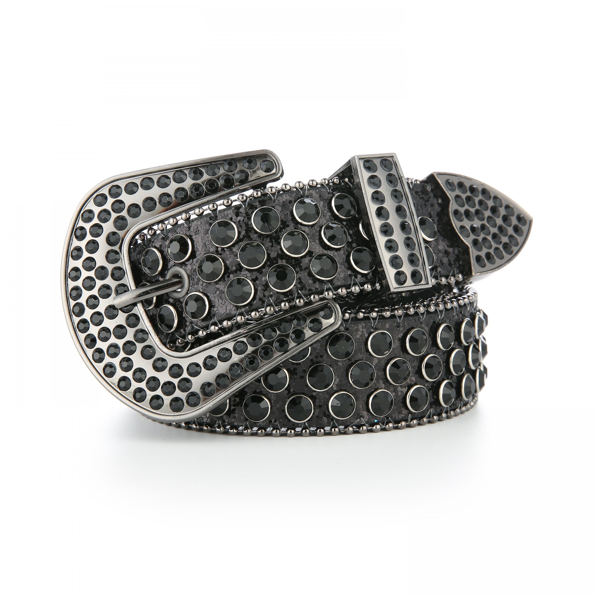 Y2K Rhinestone Glitter Belt Hip Hop Sparkly PU Leather Belt