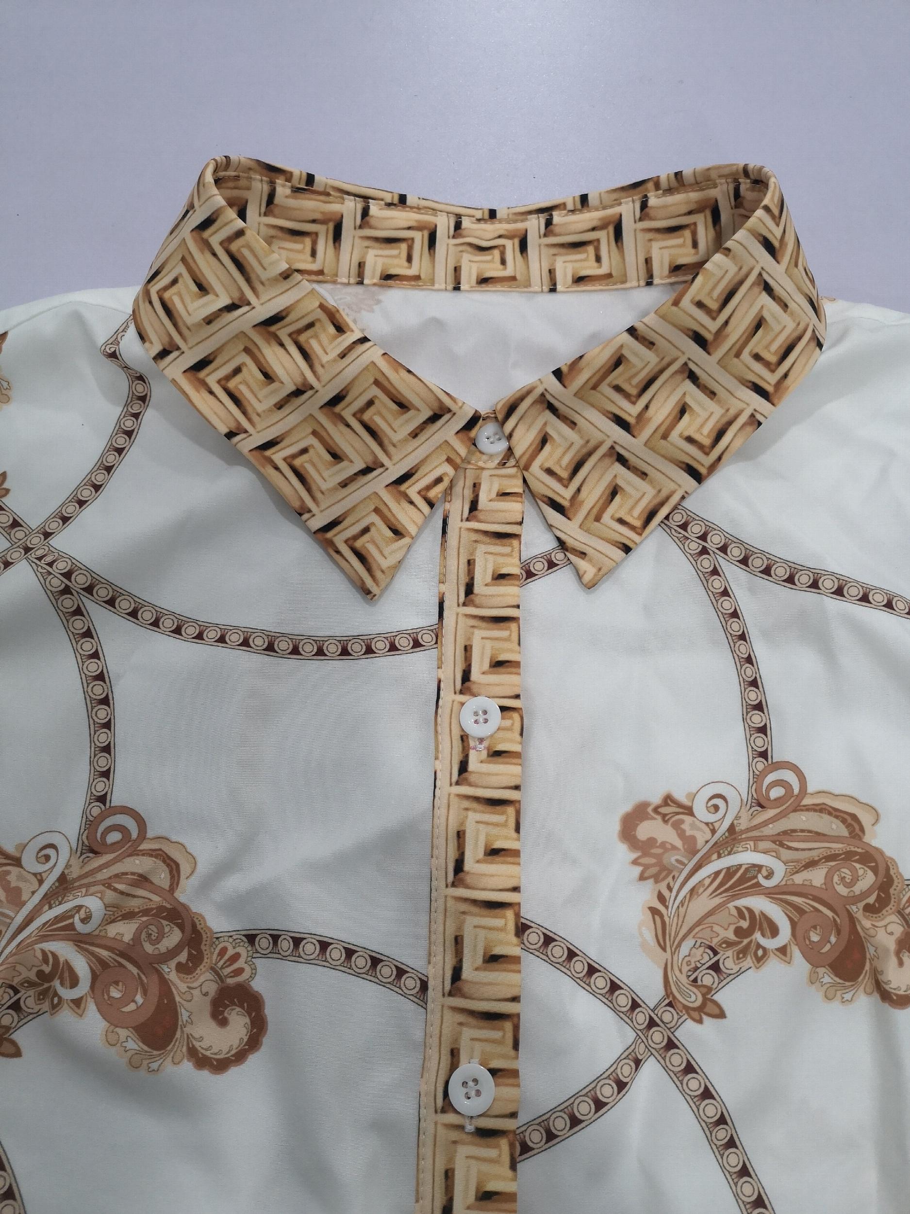  Baroque Print Button Up Blouse