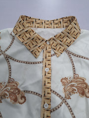  Baroque Print Button Up Blouse