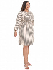  Casual Stripe Long Sleeve Dress