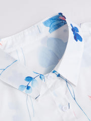  Women's Floral Print Long Sleeve Shirt Dress