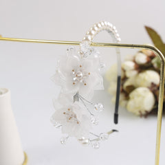 Crystal Flower Headband Faux Pearl Hair Band Wedding Bridal Hair Accessories