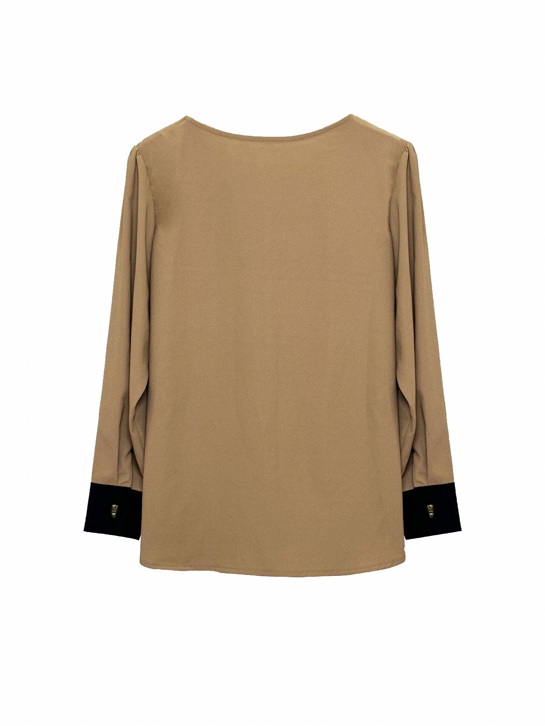  Colorblock Long Sleeve Blouse