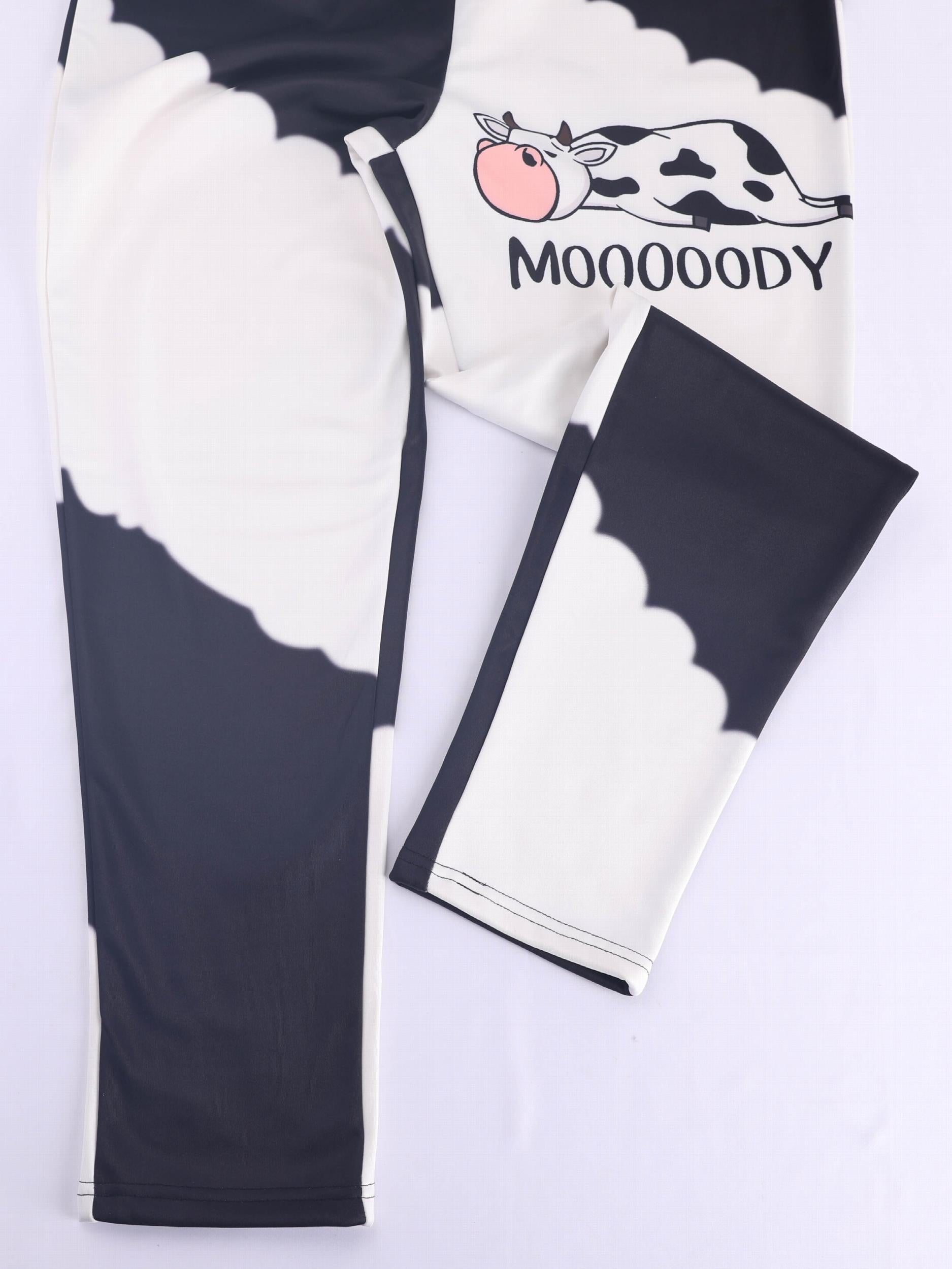  Colorblock Cow Fleece Legging