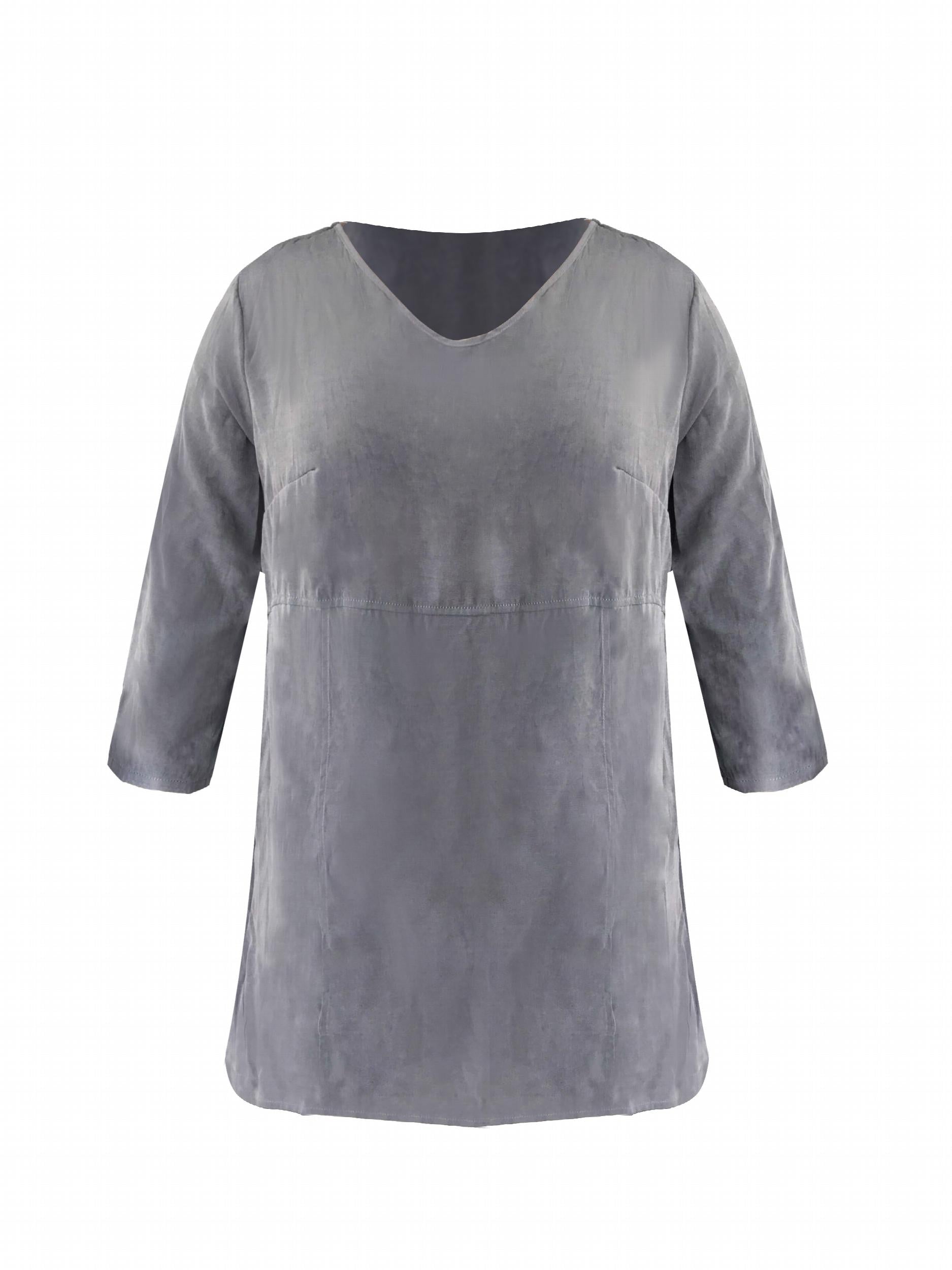  Solid Long Sleeve Round Neck Tunic Top