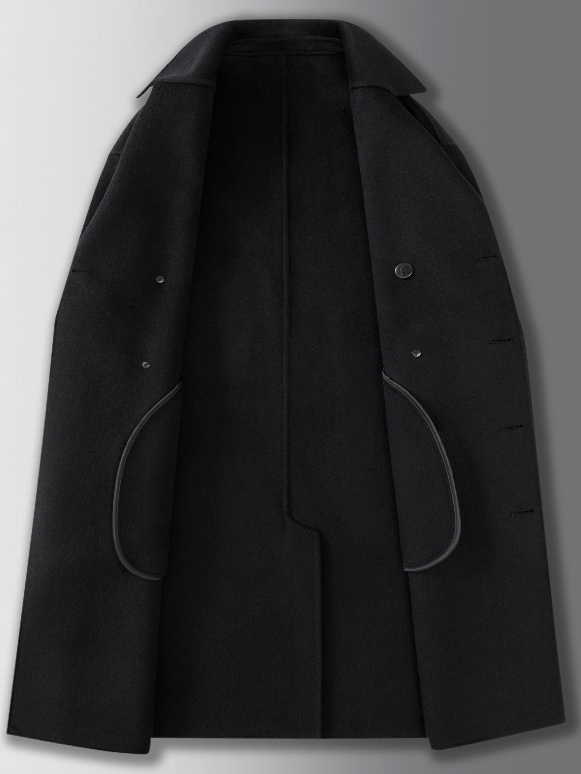 Men's Woolen Trench Coat Double Breasted Overcoat