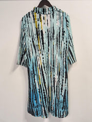  Boho Tie Dye Striped Half Sleeve Loose Dress
