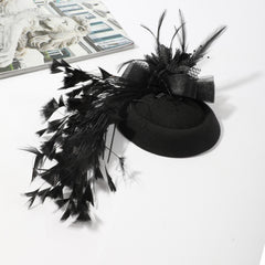 Women Faux Feather Head Piece Wedding Hat Derbyhat