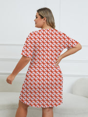 Geometric Print Round Neck Short Sleeve Dress