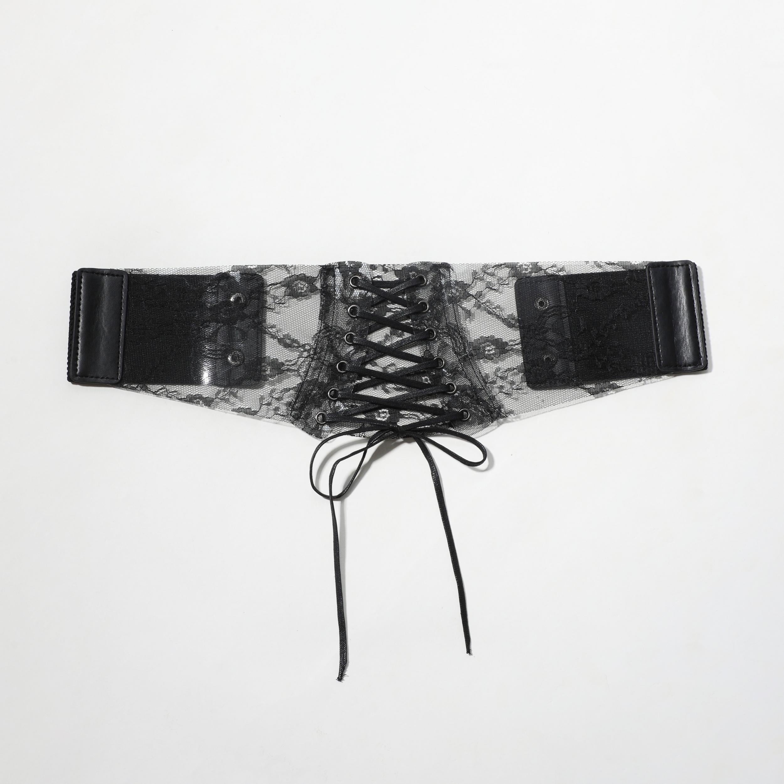 Transparent Lace Corset Belt Bowknot Floral Waistband Cinch Waspie Belts