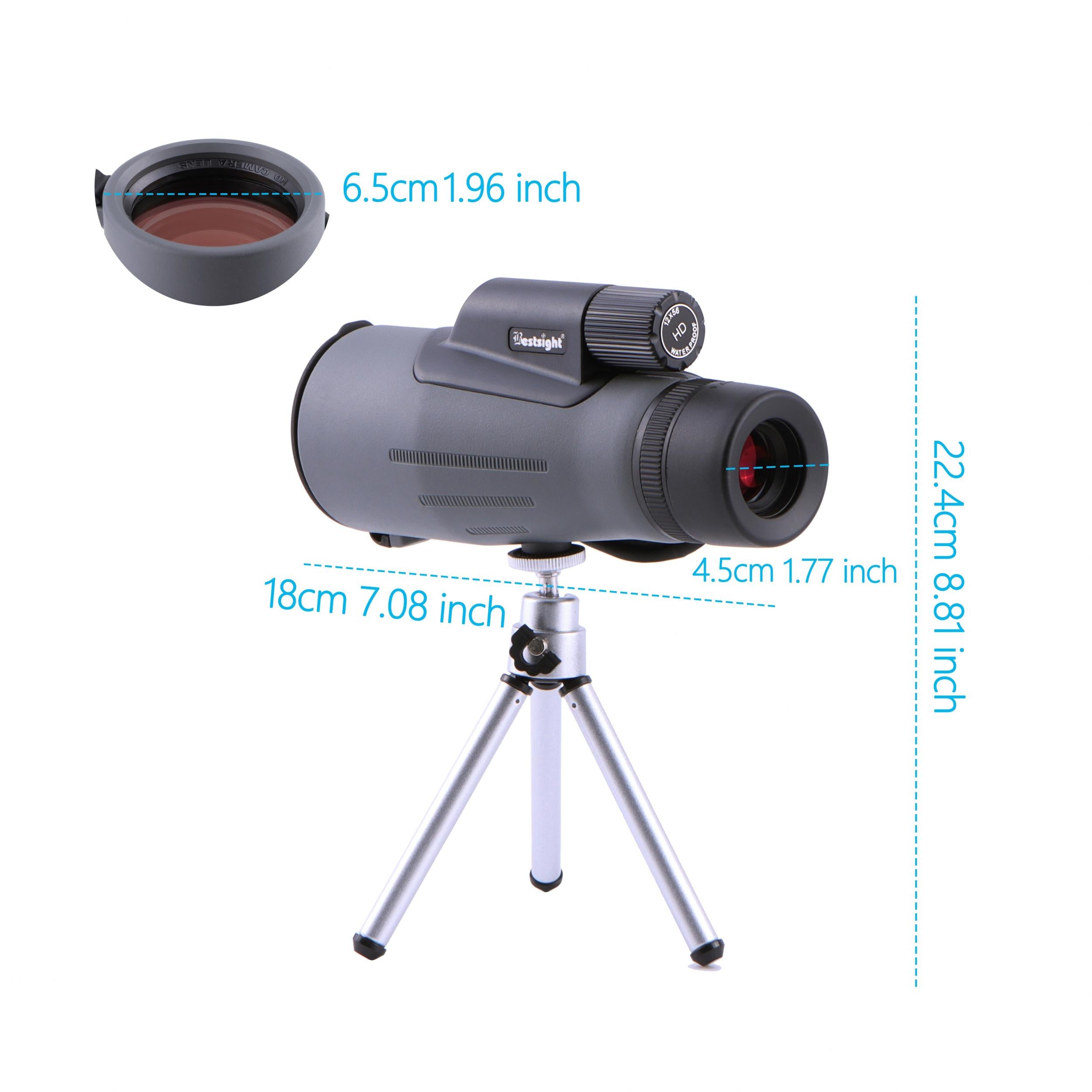 12x56 Powerful Monocular Telescope With Tripod