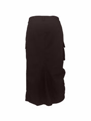  Solid Drawstring Cargo Skirt