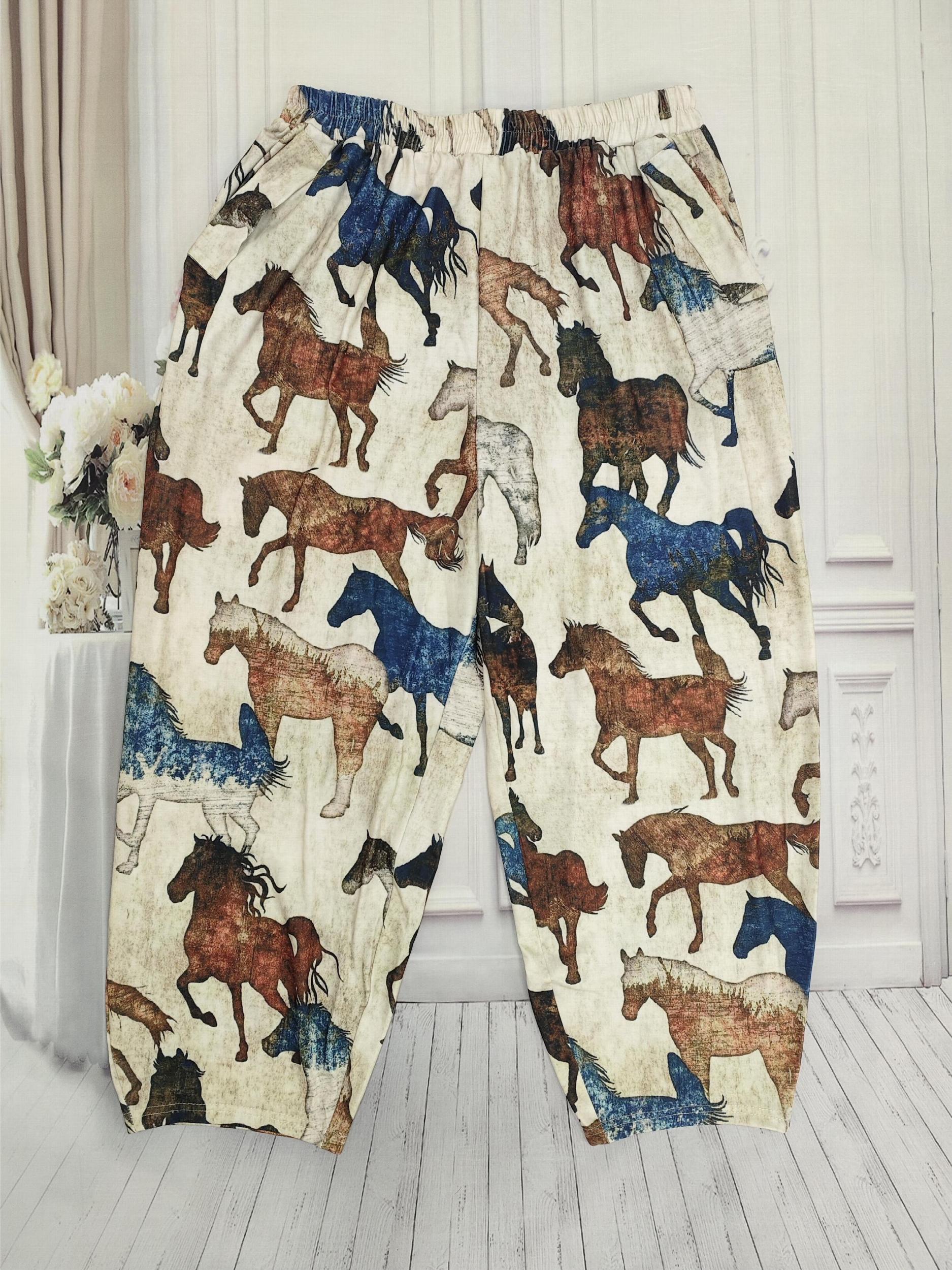  Horse Print High Rise Western Pants